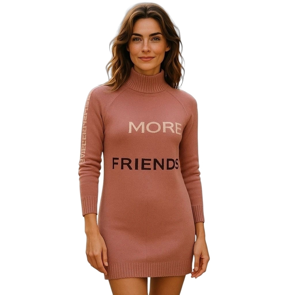 More Friends Pink Blush Long-Sleeve Tunic Sweater - Sz M